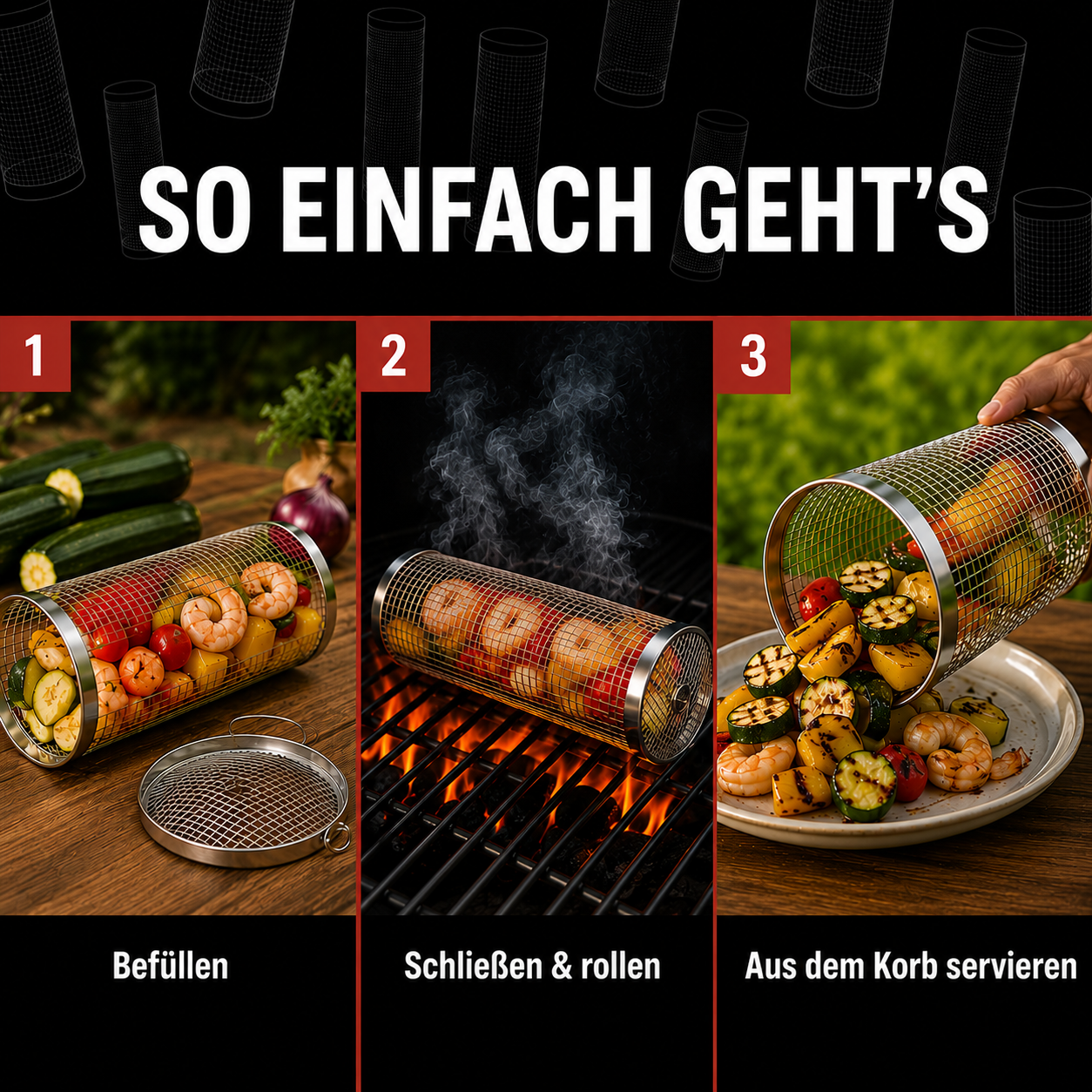 SearMaster™ | Grillen Sie Gemüse Wie Ein Profi, Ohne Dass Etwas Durchfällt