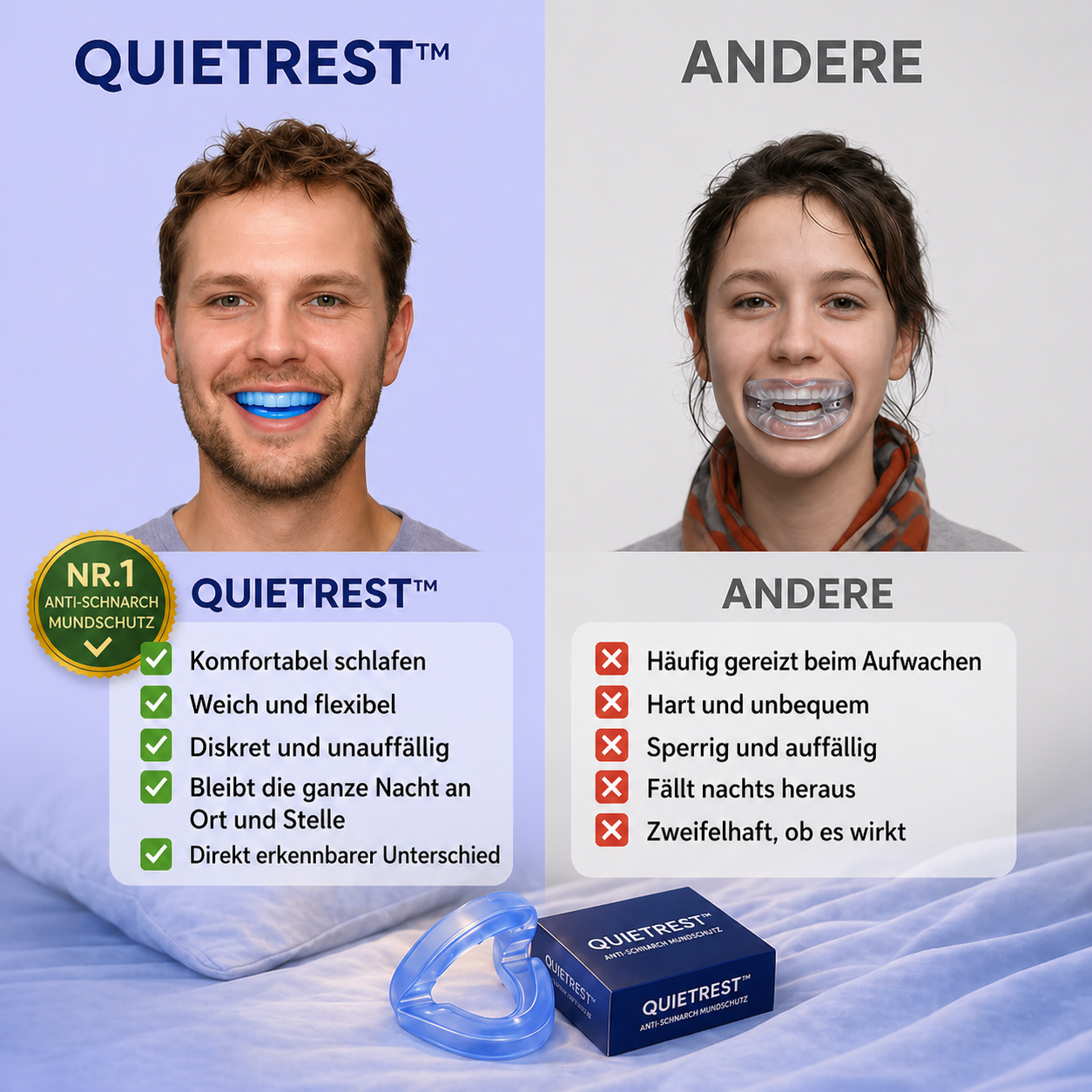 QuietRest™ Anti-Schnarch Mundschutz